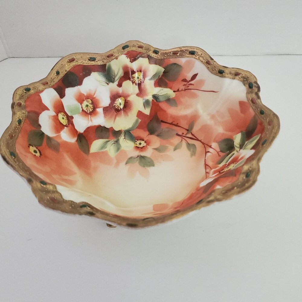 Imperial Nippon Three Footed Handpainted Bowl